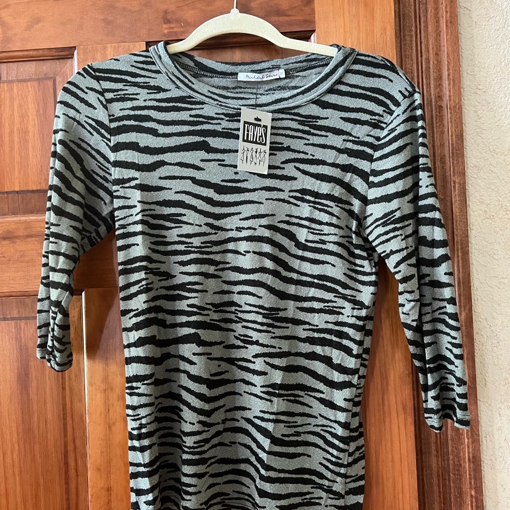 Women’s Michael Stars jungle print grey/black top